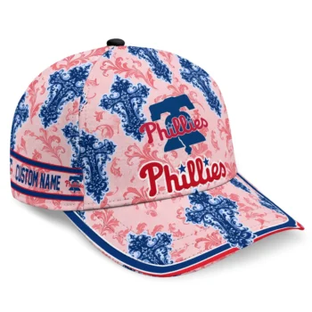 Philadelphia Phillies Cap - Custom Damask Pattern Blue White