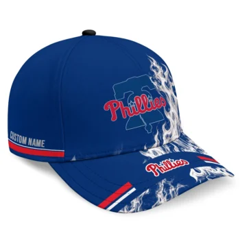 Philadelphia Phillies Cap - Custom Smoke Flames Blue