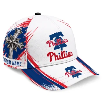 Philadelphia Phillies Cap - Customized Grunge Cross Blue White