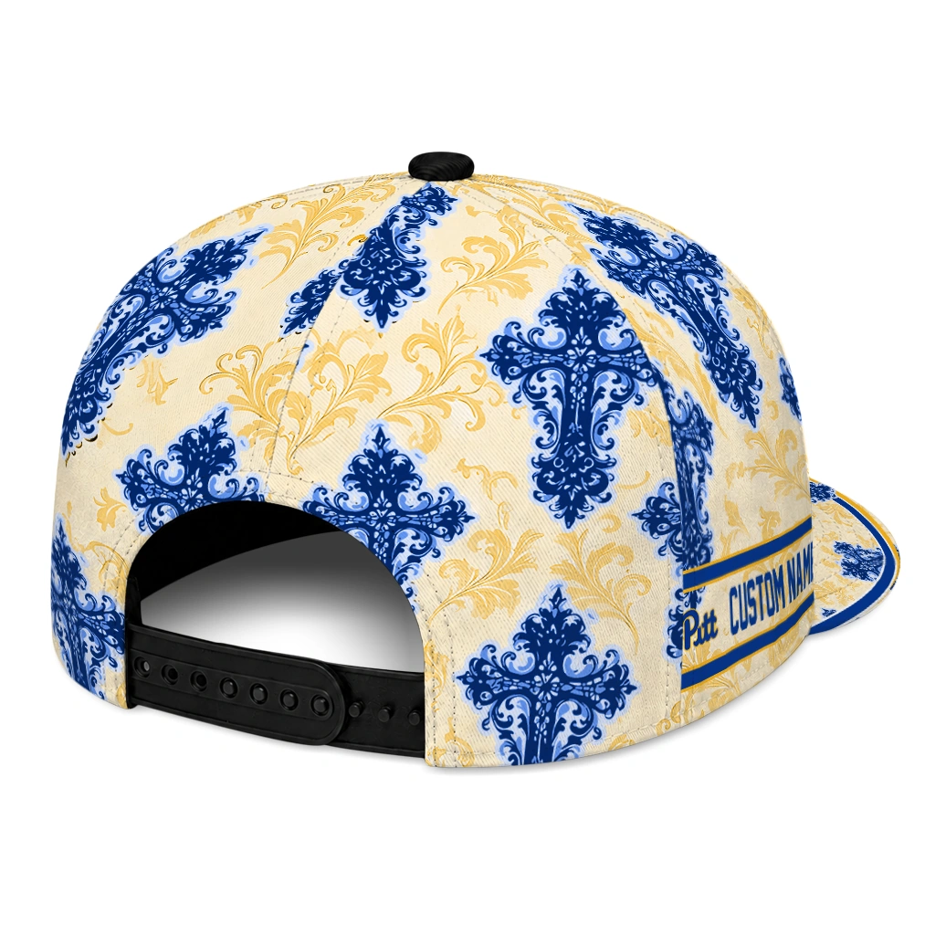 pittsburgh-panthers-cap-customized-damask-pattern-royal-blue-white-fashion-forward.webp