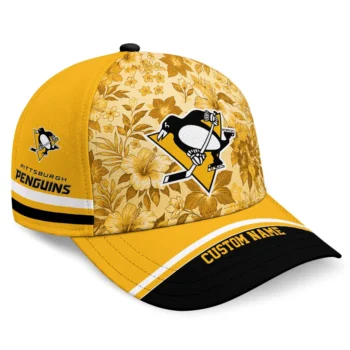 Pittsburgh Penguins Cap - Custom Tropical Floral Yellow