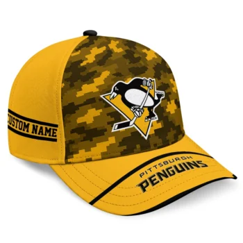 Pittsburgh Penguins Cap - Personalized Pixel Camo Yellow