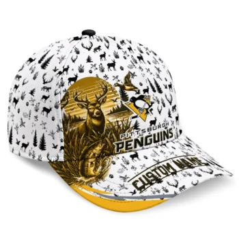 Pittsburgh Penguins Cap - Personalized Toile Pattern Yellow White