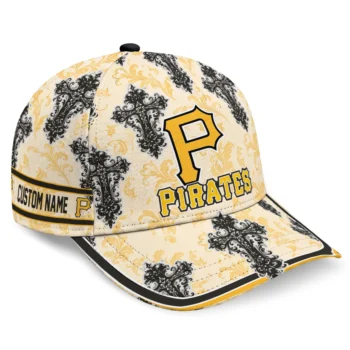 Pittsburgh Pirates Cap - Customized Damask Pattern Black White