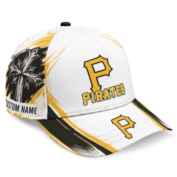 Pittsburgh Pirates Cap - Personalized Grunge Cross Black White