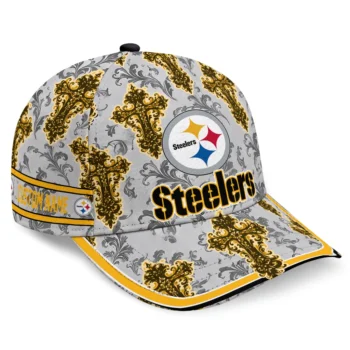 Pittsburgh Steelers Cap - Custom Damask Pattern Gold White