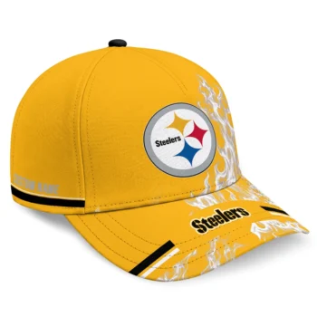 Pittsburgh Steelers Cap - Custom Smoke Flames Gold