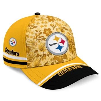 Pittsburgh Steelers Cap - Personalized Tropical Floral Gold