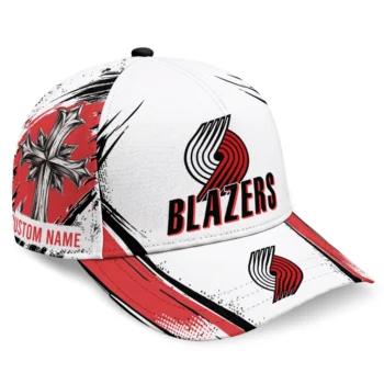 Portland Trail Blazers Cap - Customized Grunge Cross Red White