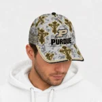 purdue-boilermakers-cap-personalized-damask-pattern-gold-white-best-selling.webp