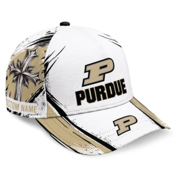 Purdue Boilermakers Cap - Personalized Grunge Cross Gold White