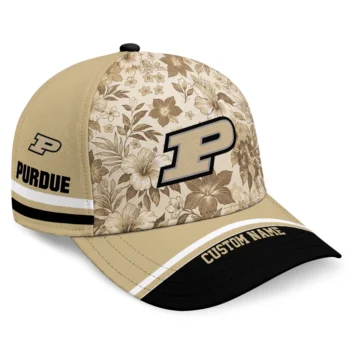 Purdue Boilermakers Cap - Personalized Tropical Floral Gold