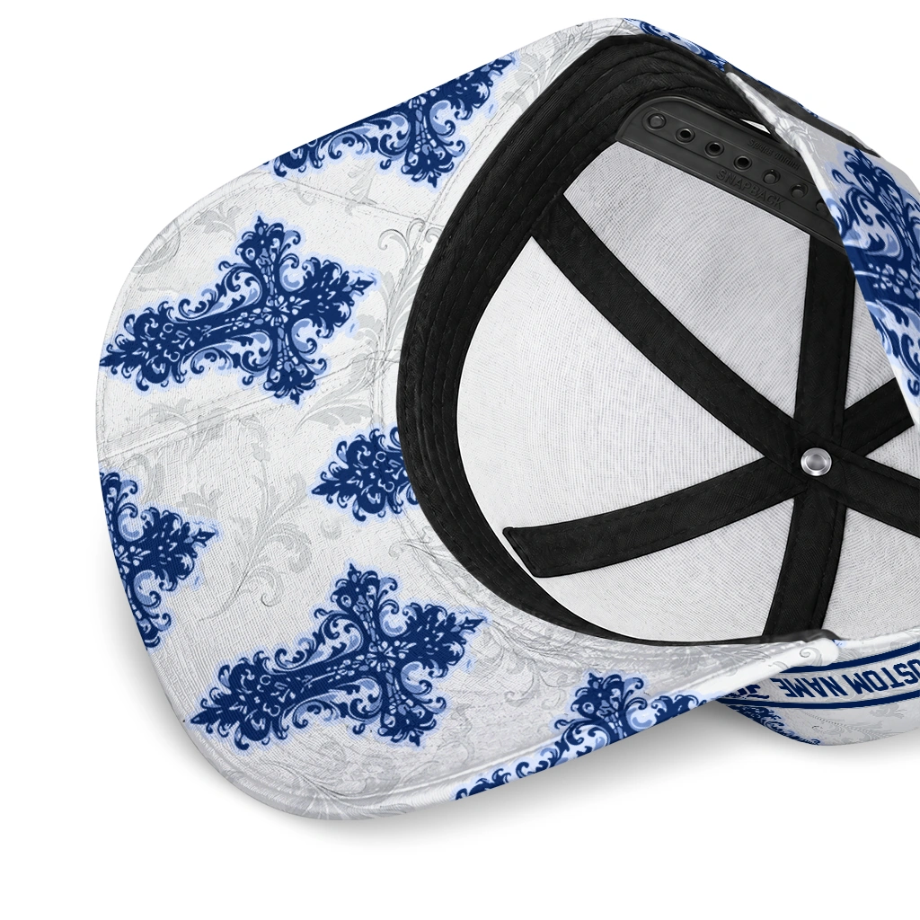 rice-owls-cap-personalized-damask-pattern-navy-blue-white-high-quality.webp