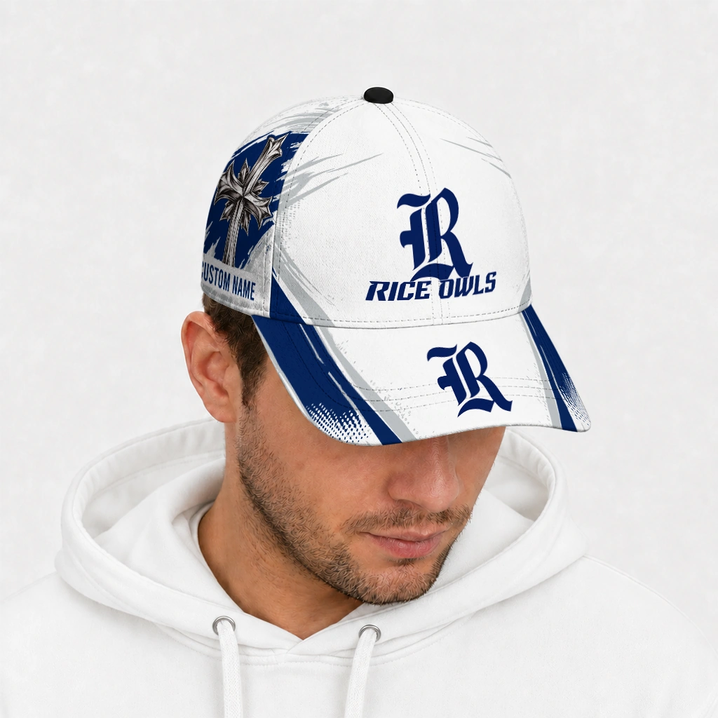 rice-owls-cap-personalized-grunge-cross-navy-blue-white-new-arrival.webp