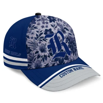 Rice Owls Cap - Personalized Tropical Floral Navy Blue