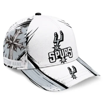 San Antonio Spurs Cap - Custom Grunge Cross Silver White