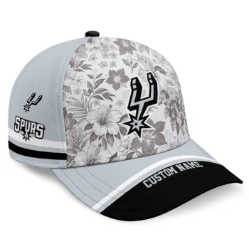 San Antonio Spurs Cap - Customized Tropical Floral Silver