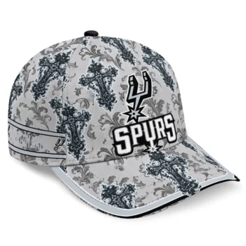 San Antonio Spurs Cap - Personalized Damask Pattern Silver White