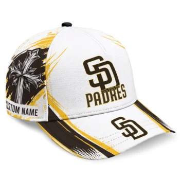 San Diego Padres Cap - Custom Grunge Cross Brown White