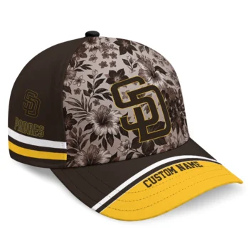 San Diego Padres Cap - Customized Tropical Floral Brown