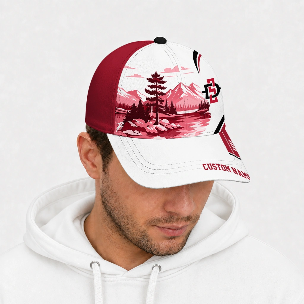 san-diego-state-aztecs-cap-custom-flat-illustration-red-white-new-arrival.webp