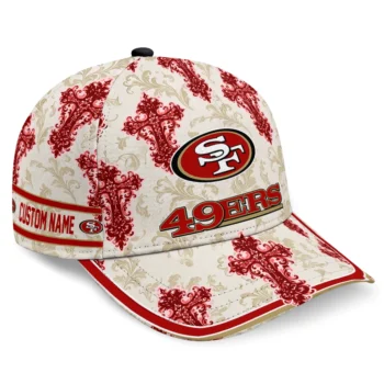 San Francisco 49ers Cap - Customized Damask Pattern Red White