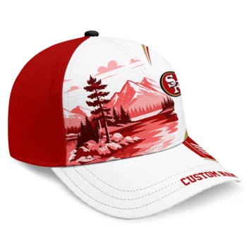 San Francisco 49ers Cap - Customized Flat Illustration Red White