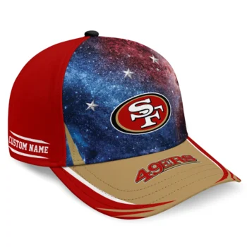 San Francisco 49ers Cap - Personalized Galaxy Nebula Red