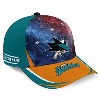 San Jose Sharks Cap - Custom Galaxy Nebula Teal