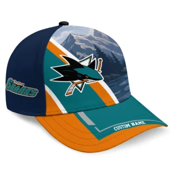 San Jose Sharks Cap - Customized Diagonal Slash Teal