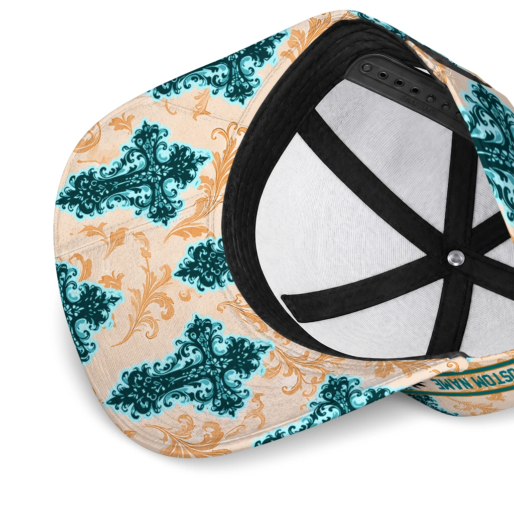 san-jose-sharks-cap-personalized-damask-pattern-teal-white-high-quality.webp