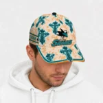 san-jose-sharks-cap-personalized-damask-pattern-teal-white-best-selling.webp