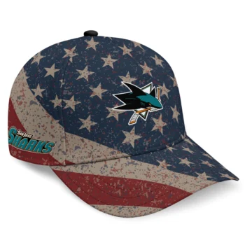 San Jose Sharks Cap - Personalized Distressed Stars Navy