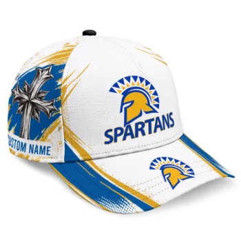 San Jose State Spartans Cap - Personalized Grunge Cross Blue White