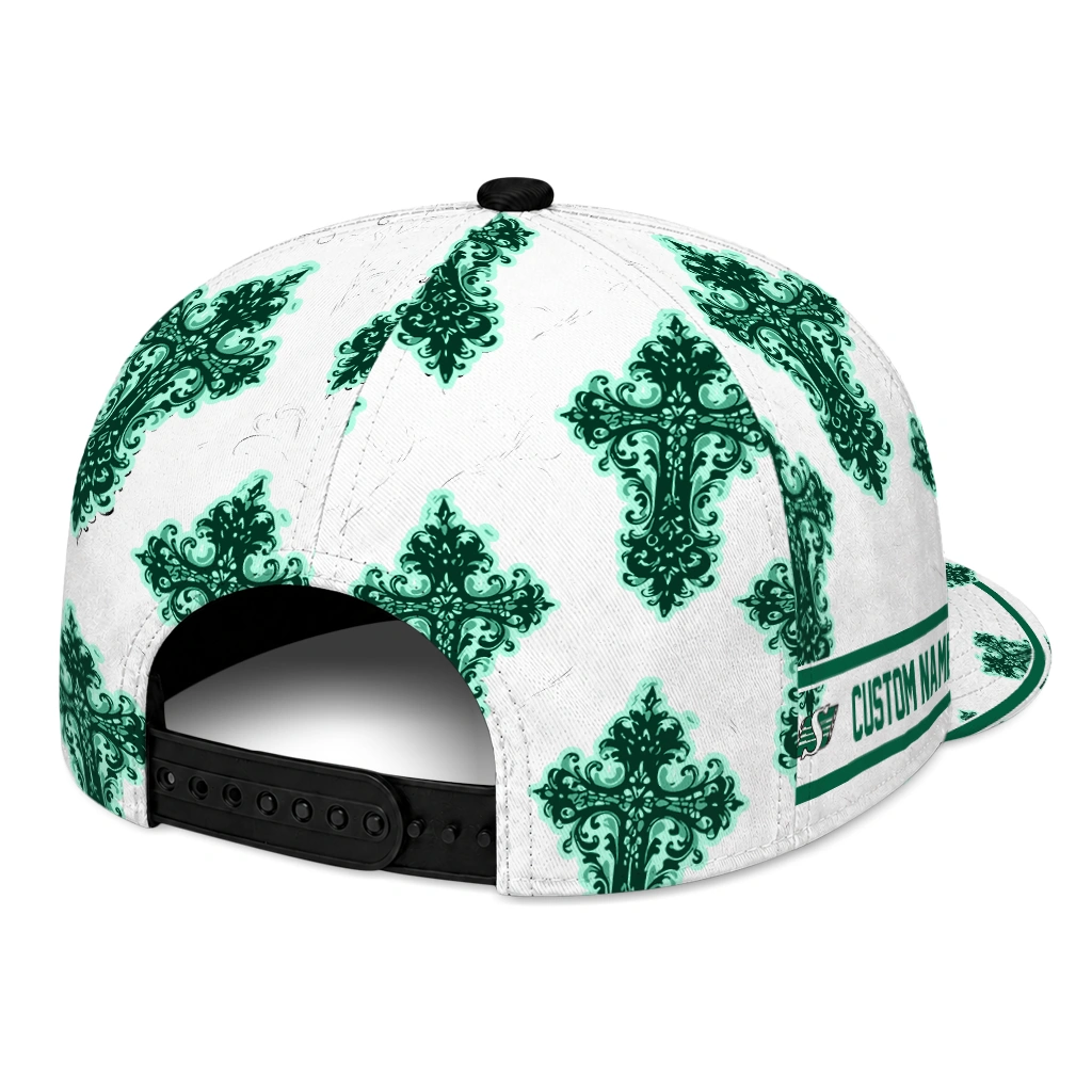saskatchewan-roughriders-cap-customized-damask-pattern-green-white-fashion-forward.webp