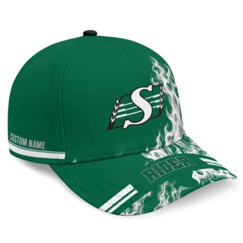 Saskatchewan Roughriders Cap - Customized Smoke Flames Green