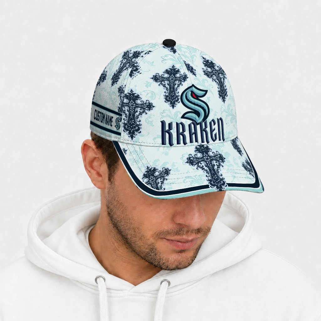 seattle-kraken-cap-custom-damask-pattern-blue-white-new-arrival.webp