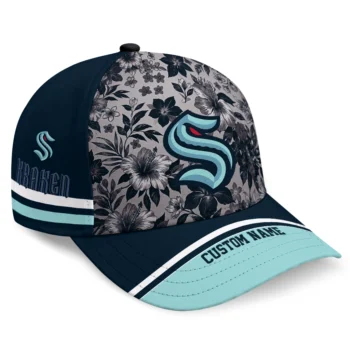 Seattle Kraken Cap - Personalized Tropical Floral Blue