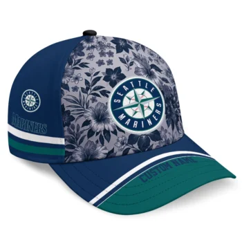 Seattle Mariners Cap - Custom Tropical Floral Navy Blue