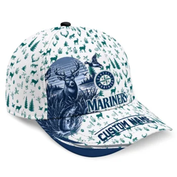 Seattle Mariners Cap - Personalized Toile Pattern Navy Blue White