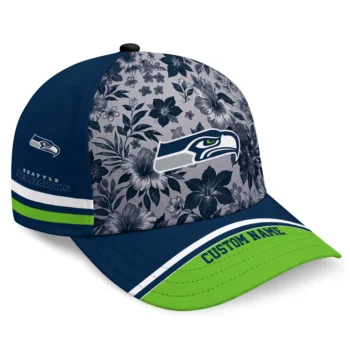 Seattle Seahawks Cap - Customized Tropical Floral Blue