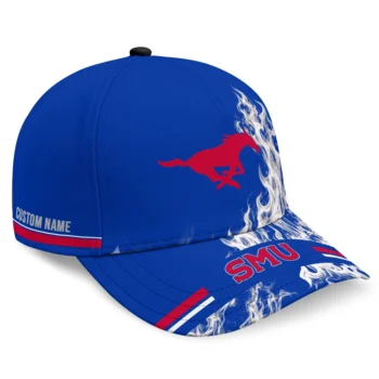 SMU Mustangs Cap - Personalized Smoke Flames Blue