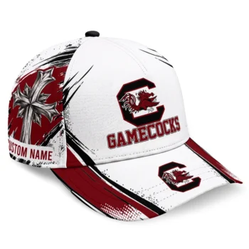 South Carolina Gamecocks Cap - Personalized Grunge Cross Garnet White
