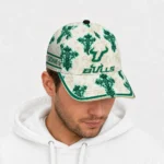 south-florida-bulls-cap-personalized-damask-pattern-green-white-best-selling.webp
