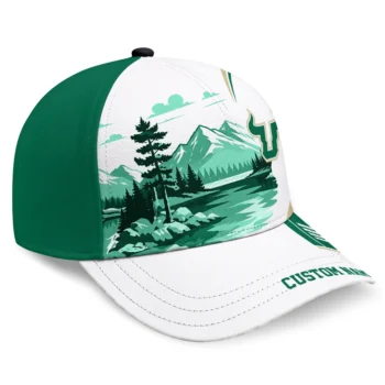 South Florida Bulls Cap - Personalized Flat Illustration Green White