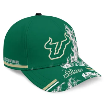 South Florida Bulls Cap - Personalized Smoke Flames Green