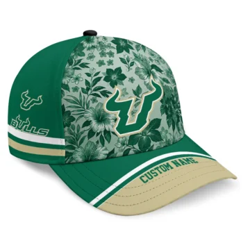 South Florida Bulls Cap - Personalized Tropical Floral Green