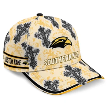 Southern Miss Golden Eagles Cap - Custom Damask Pattern Black White