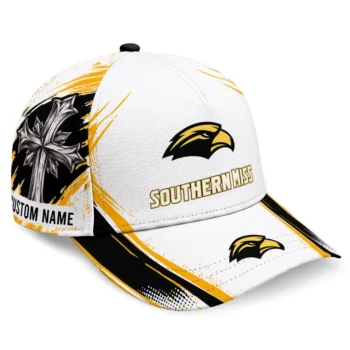 Southern Miss Golden Eagles Cap - Custom Grunge Cross Black White