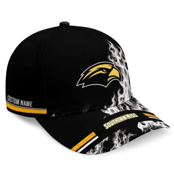 Southern Miss Golden Eagles Cap - Custom Smoke Flames Black